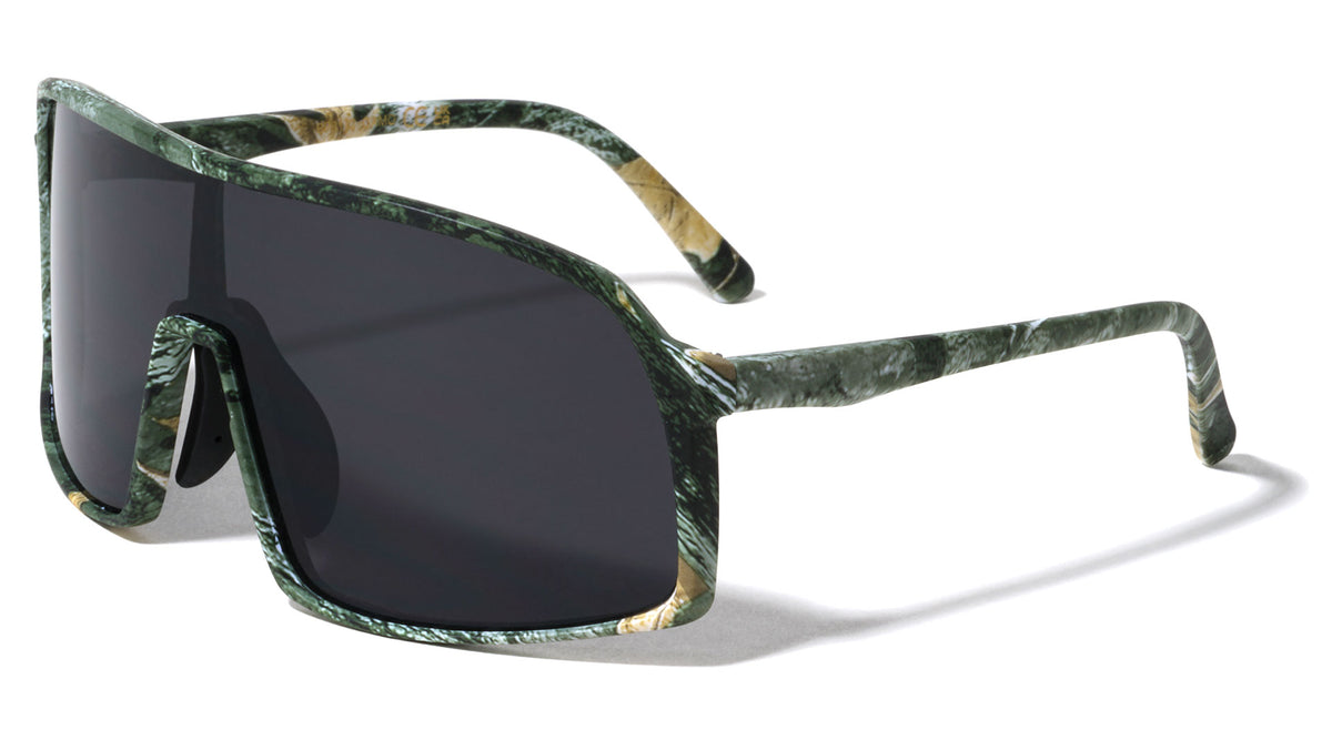 Camouflage Oversized One Piece Shield Wholesale Sunglasses