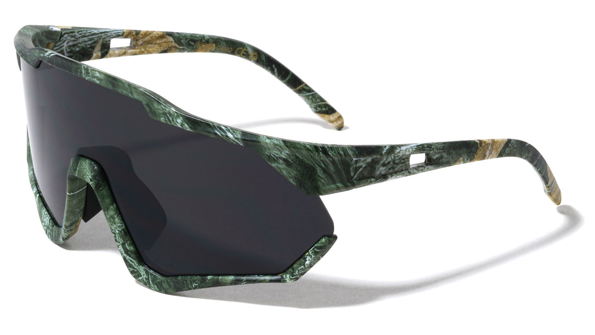 Camouflage One Piece Shield Sports Wholesale Sunglasses