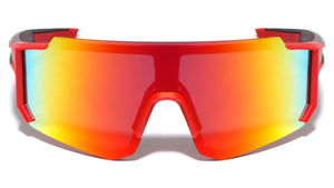 Color Mirror One Piece Shield Geometric Sports Wholesale Sunglasses
