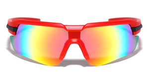 Color Mirror Semi Rimless One Piece Shield Sports Wholesale Sunglasses