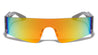 Color Mirror One Piece Shield Rimless Lens Wrap Around Wholesale Sunglasses