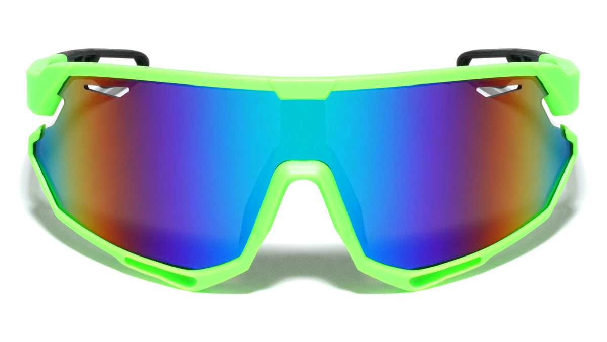 Color Mirror One Piece Shield Lens Matte Frame Sports Wholesale Sunglasses