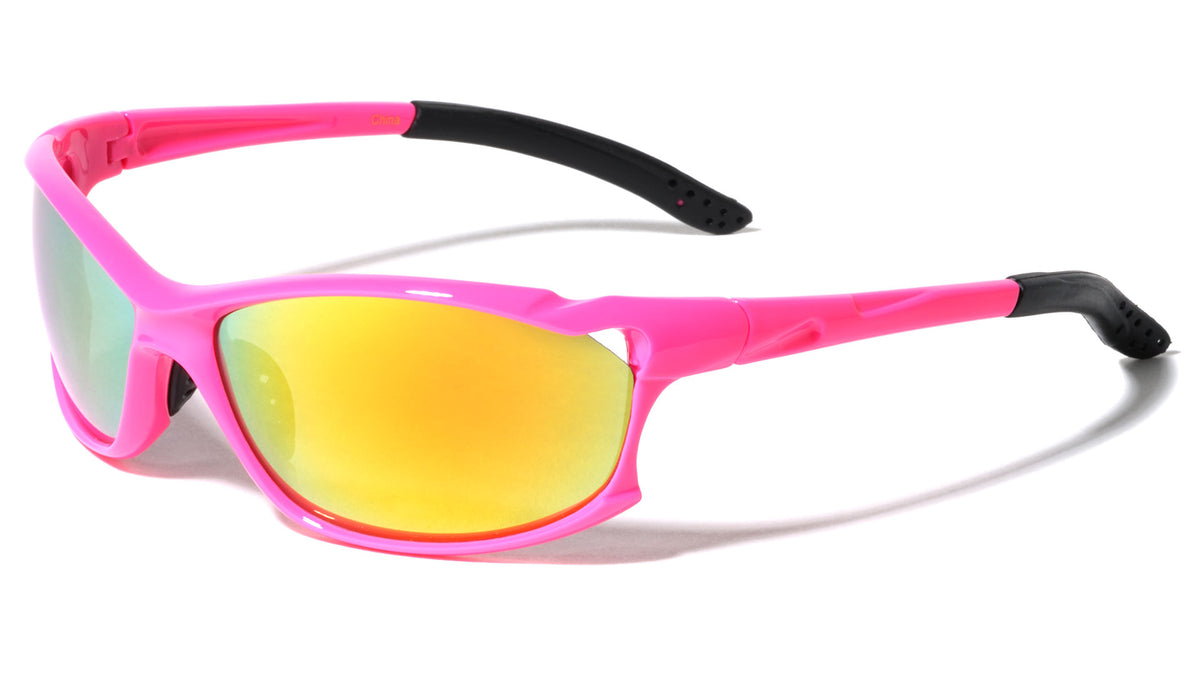 Color Mirror Lens Rubber Tips Oval Sports Wholesale Sunglasses