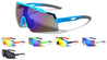 Color Mirror One Piece Shield Lens Rubber Tips Curved Sports Wholesale Sunglasses