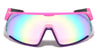 Color Mirror One Piece Shield Lens Rubber Grip Duotone Sports Wholesale Sunglasses