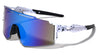 Rubber Tips Color Mirror One Piece Shield Ink Splatter Sports Wholesale Sunglasses