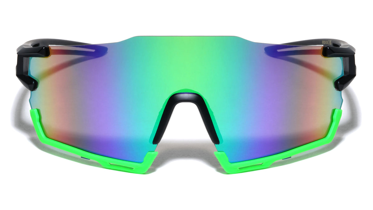 Rimless Top Duotone Frame Color Mirror Shield Lens Sports Wholesale Sunglasses