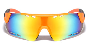 Color Mirror Shield Lens Accent Cutout Sports Wholesale Sunglasses