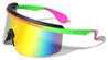 Oversized Color Mirror One Piece Shield Lens Ink Splatter Wholesale Sunglasses