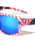 American Flag Print Color Mirror Square Sports Wholesale Sunglasses