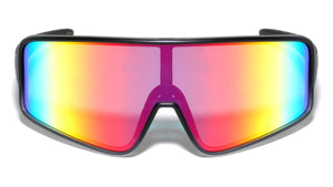 Color Mirror Frosted Crystal Color One Piece Shield Lens Sports Wholesale Sunglasses