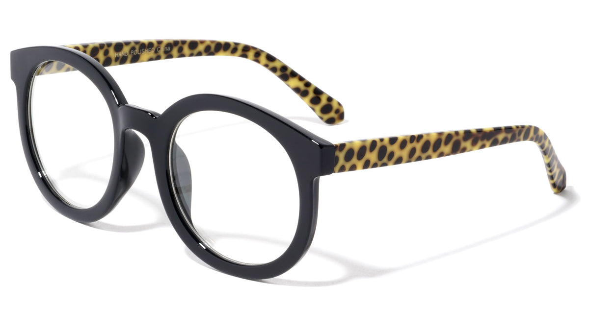 Polka Dots Temple Print Clear Lens Eyewear