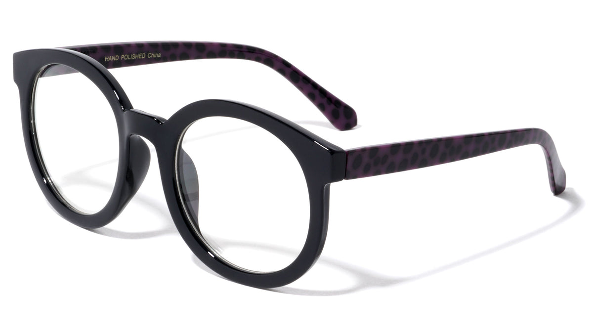 Polka Dots Temple Print Clear Lens Eyewear