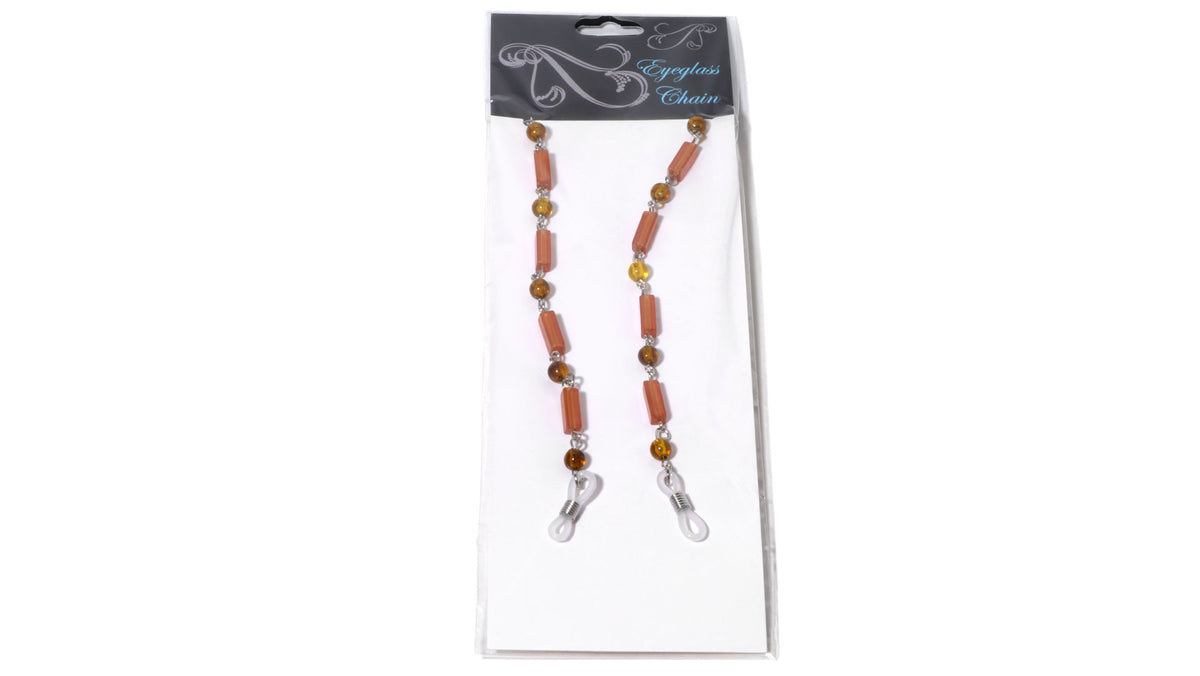Wholesale Glasses Chain with Orange Beads and Plastic Loops