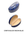 Black Neon Blue Zebra Hard Cover Sunglasses Case