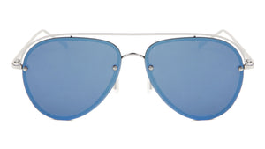 Silver Frame Blue Lens Aviators Wholesale Sunglasses