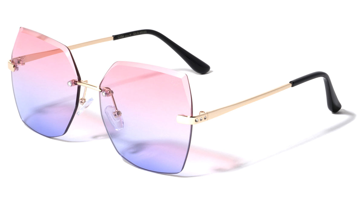 GLO Edge Cut Rimless Butterfly Wholesale Sunglasses