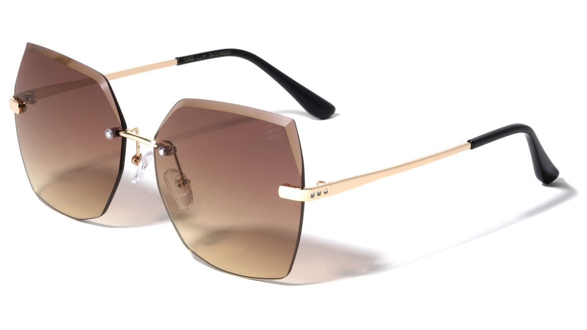 GLO Edge Cut Rimless Butterfly Wholesale Sunglasses
