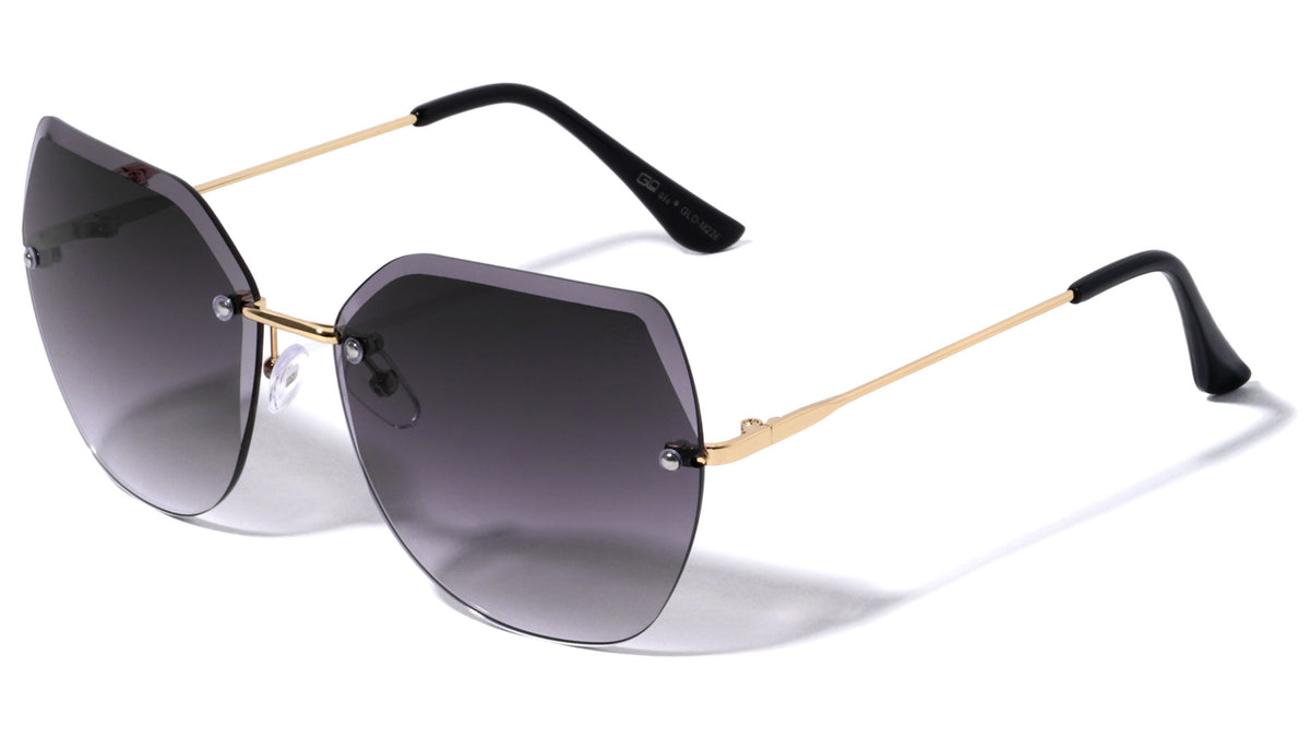 GLO Rimless Edge Cut Butterfly Wholesale Sunglasses