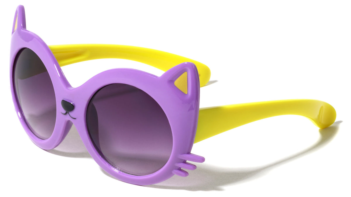 Kids Shape Cat Face Round Lens Wholesale Sunglasses