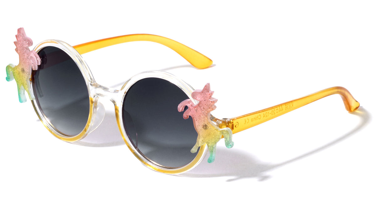 Kids Glitter Round Unicorn Sunglasses Wholesale