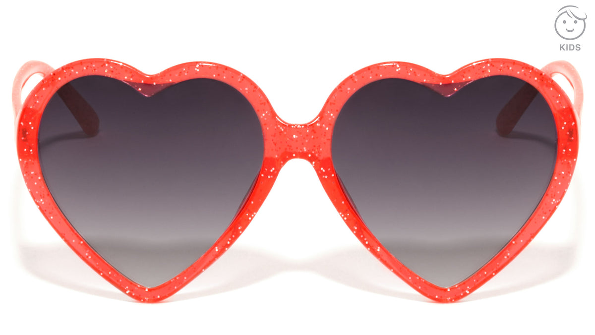 Kids Heart Glitter Wholesale Sunglasses