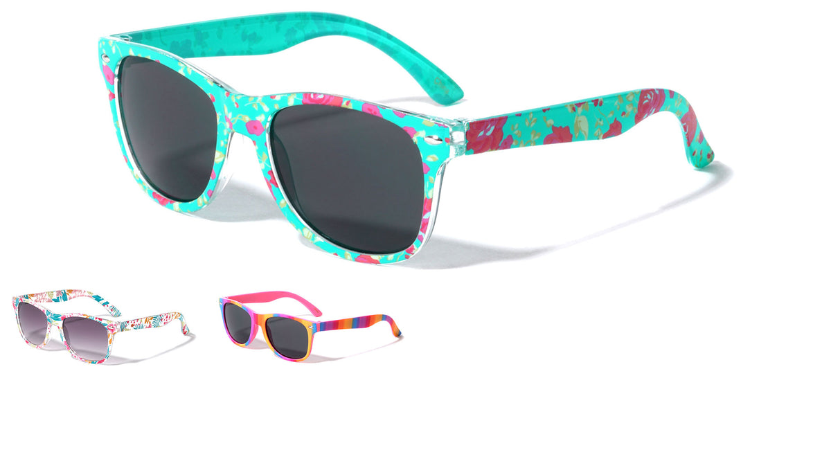 Kids Color Print Frame Classic Square Wholesale Sunglasses