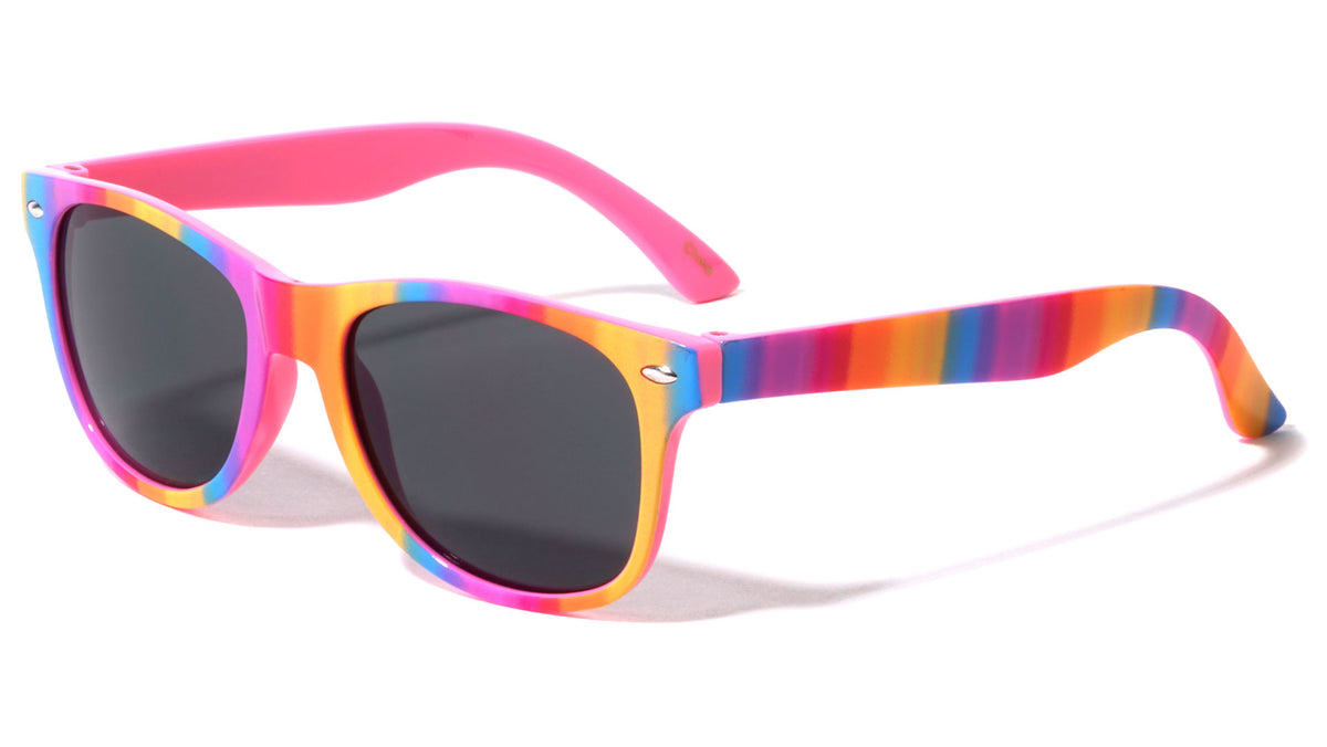 Kids Color Print Frame Classic Square Wholesale Sunglasses