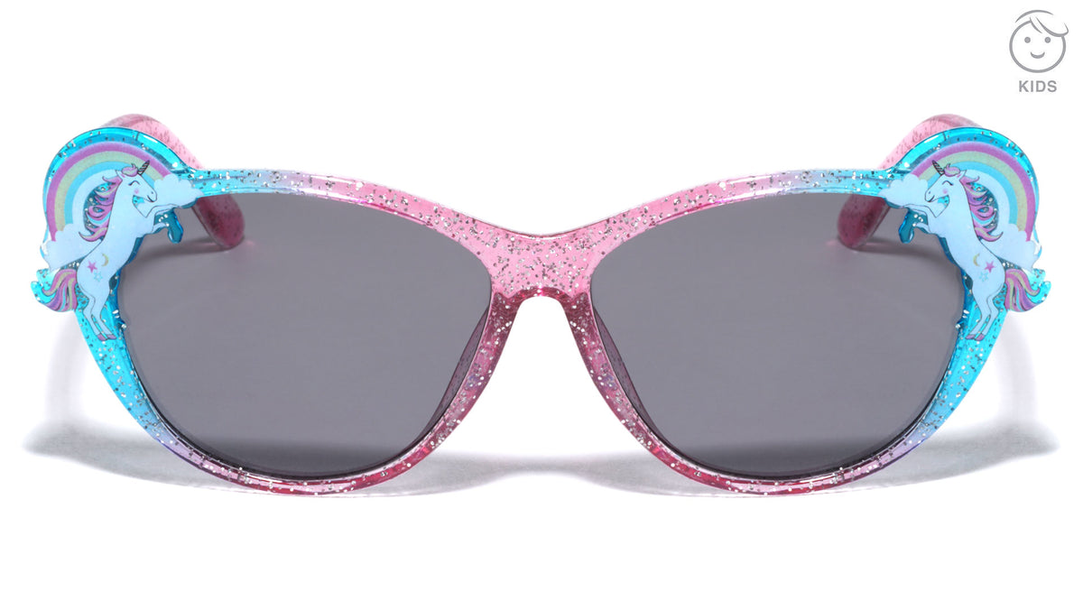 Kids Unicorn Glitter Crystal Color Cat Eye Wholesale Sunglasses