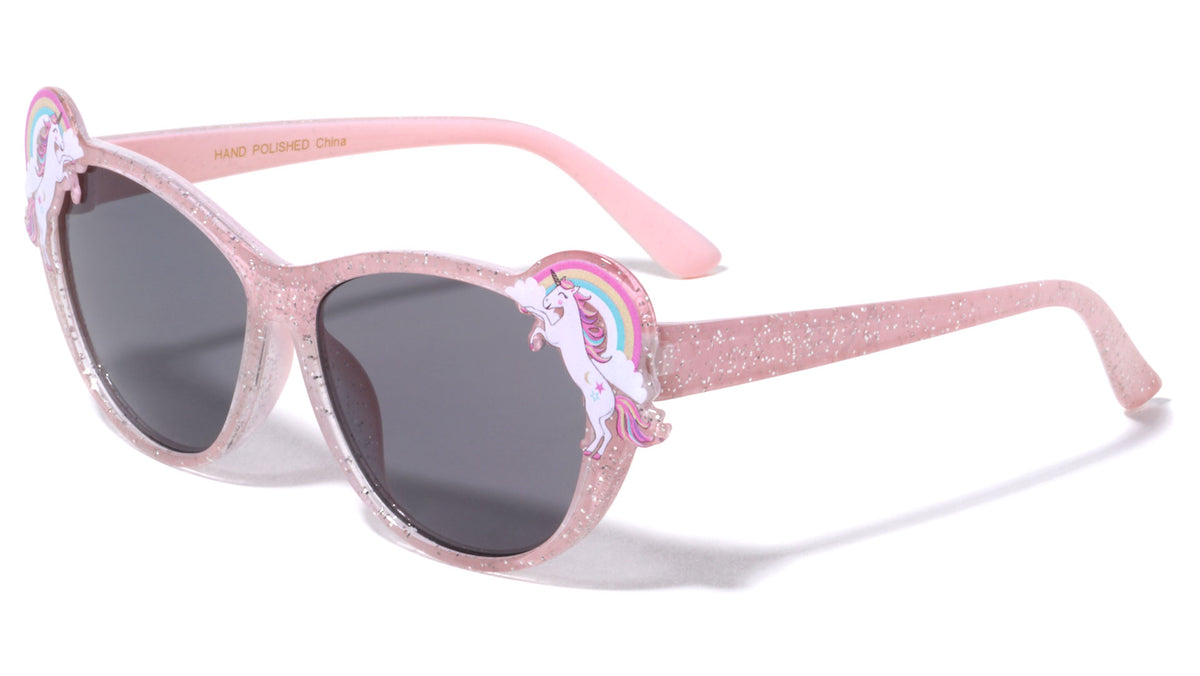 Kids Unicorn Glitter Crystal Color Cat Eye Wholesale Sunglasses