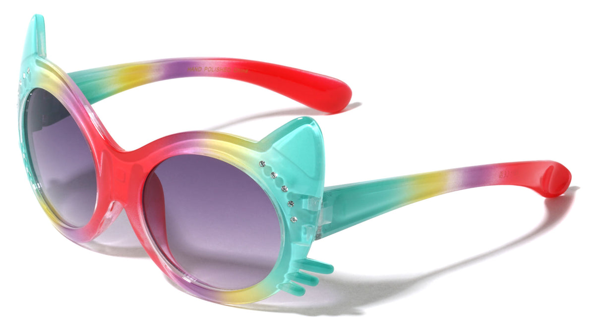 Kids Shape Cat Face Crystal Color Rhinestone Wholesale Sunglasses