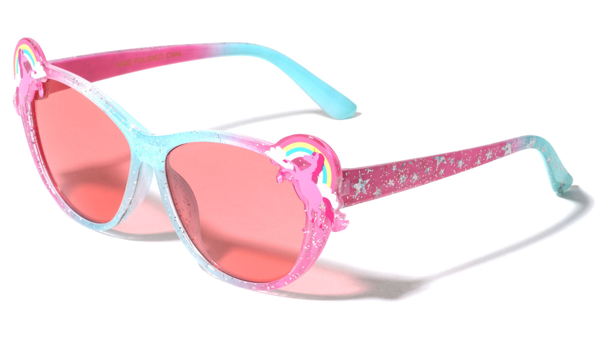 Kids Unicorn Rainbow Star Glitter Classic Wholesale Sunglasses