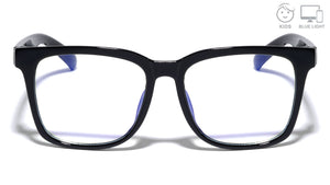 Kids Blue Light Blocking Squared Classic Black Wholesale Eyewear