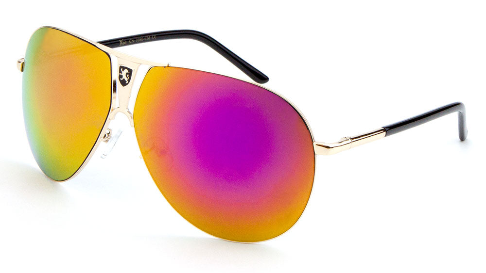 KHAN Color Mirror Metal Triangle Cut Out Aviators Sunglasses Wholesale