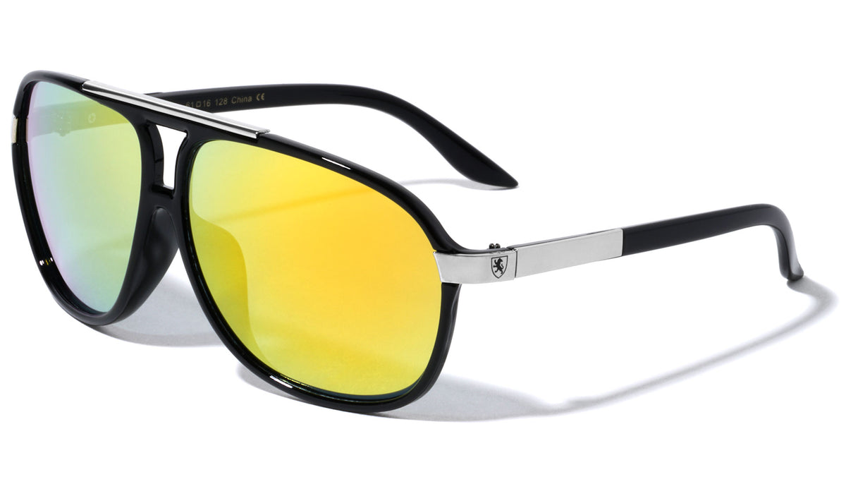 KHAN Aviators Metal Top Bar Color Mirror Wholesale Sunglasses