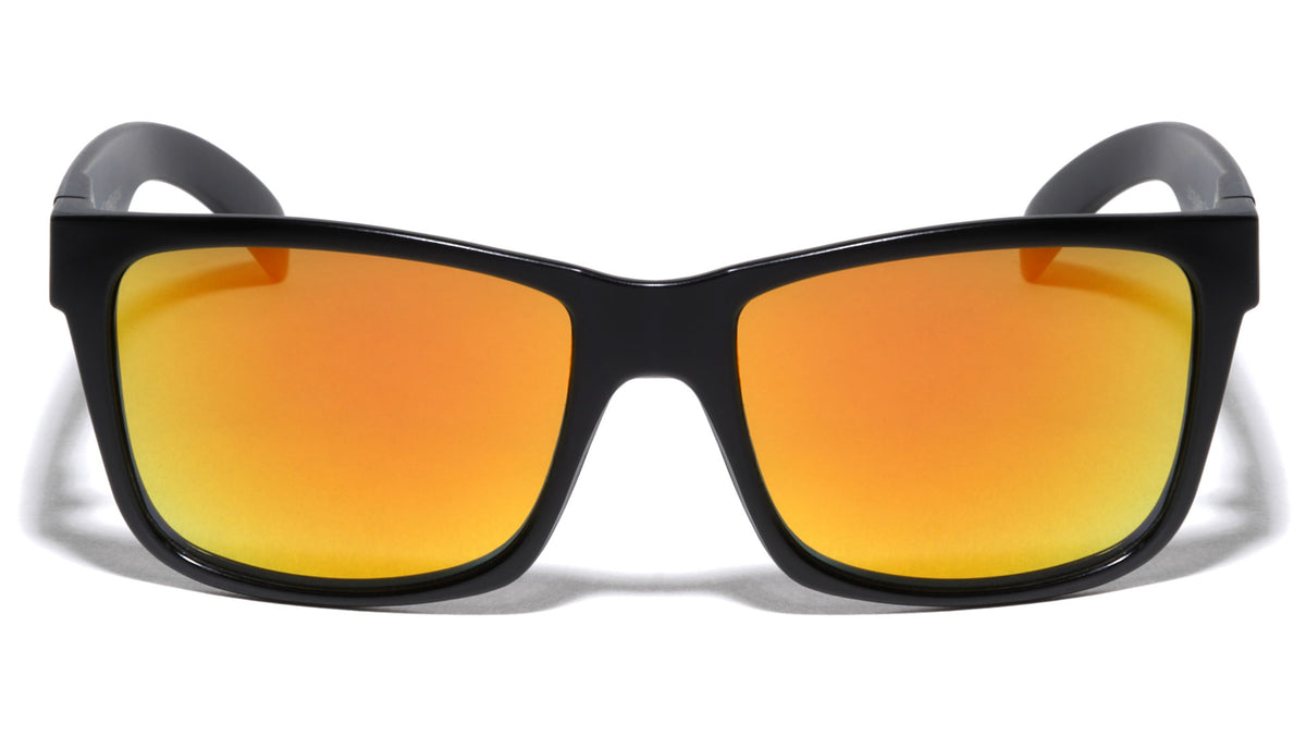 KHAN Side Frame Shield Color Mirror Classic Square Wholesale Sunglasses