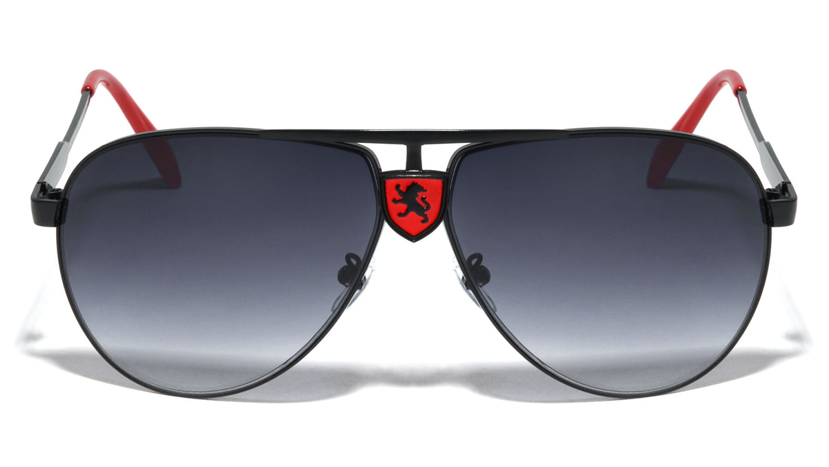 KHAN Aviators Front Large Logo Sunglasses Wholesale