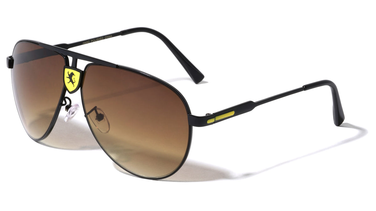 KHAN Aviators Front Large Logo Sunglasses Wholesale