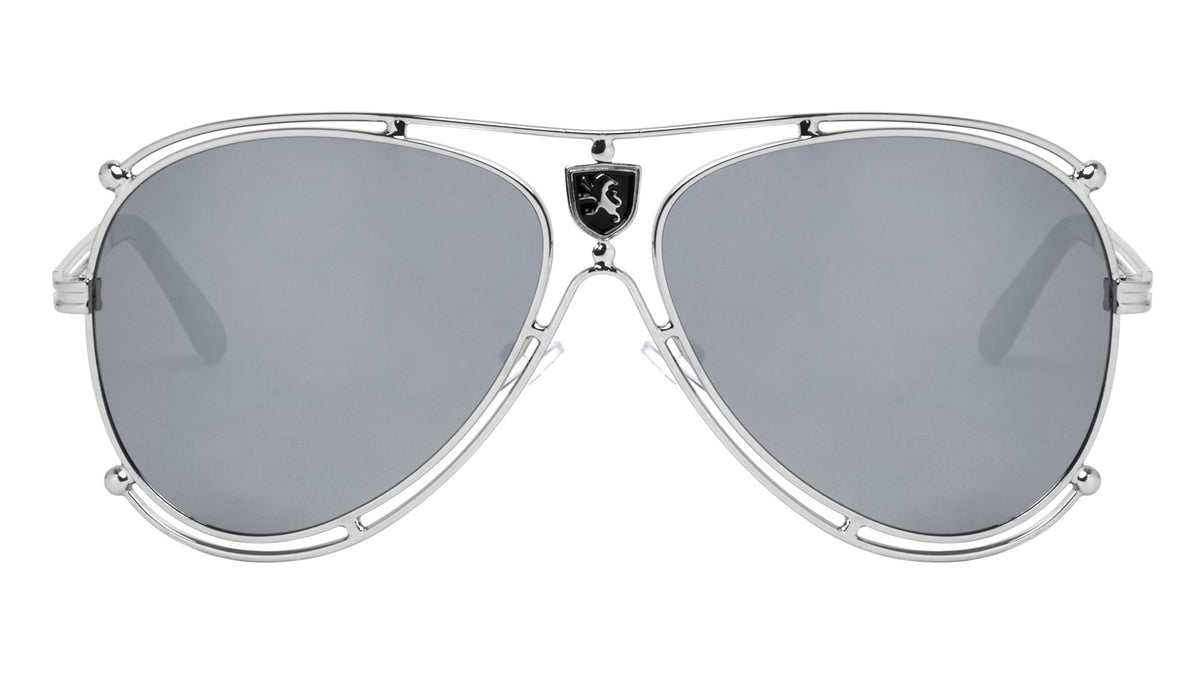 KHAN Cut Out Metal Frame Aviators Wholesale Sunglasses