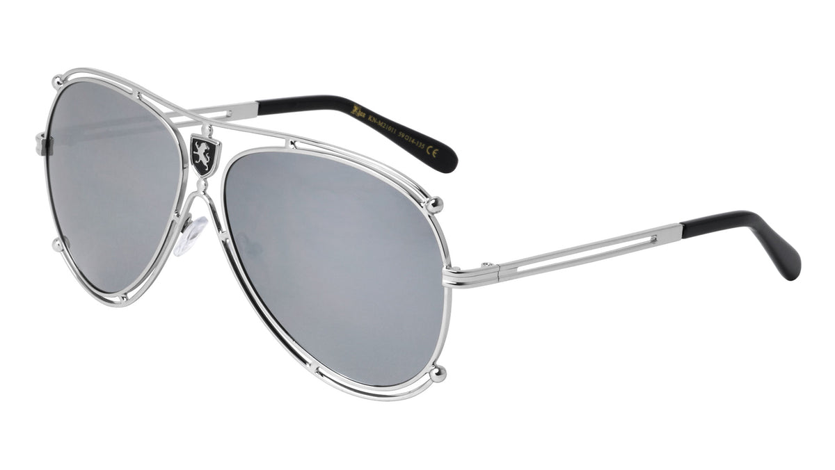 KHAN Cut Out Metal Frame Aviators Wholesale Sunglasses