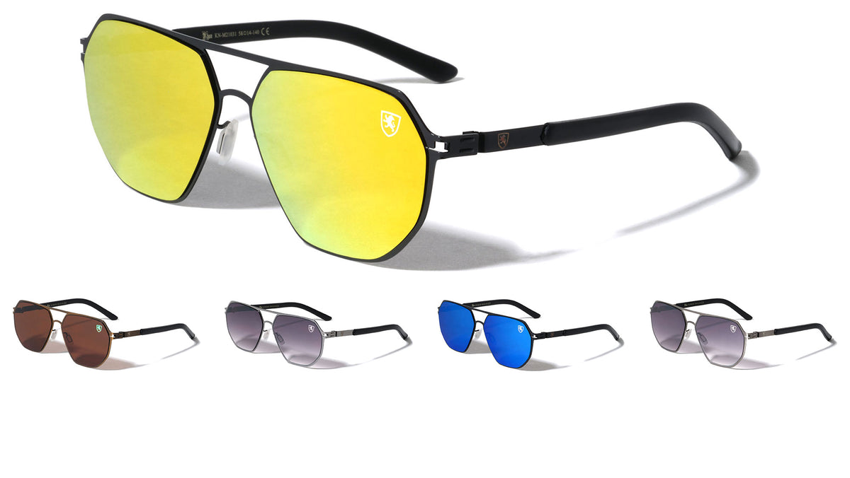 KHAN Flat Top Geometric Aviators Wholesale Sunglasses