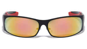 KHAN Wide Rounded Rectangle Color Mirror Sports Wholesale Sunglasses