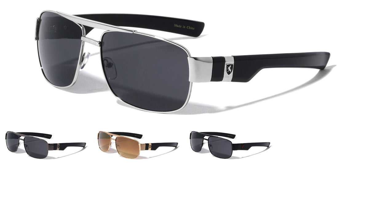 KHAN Flat Bar Squared Modern Aviators Wholesale Sunglasses