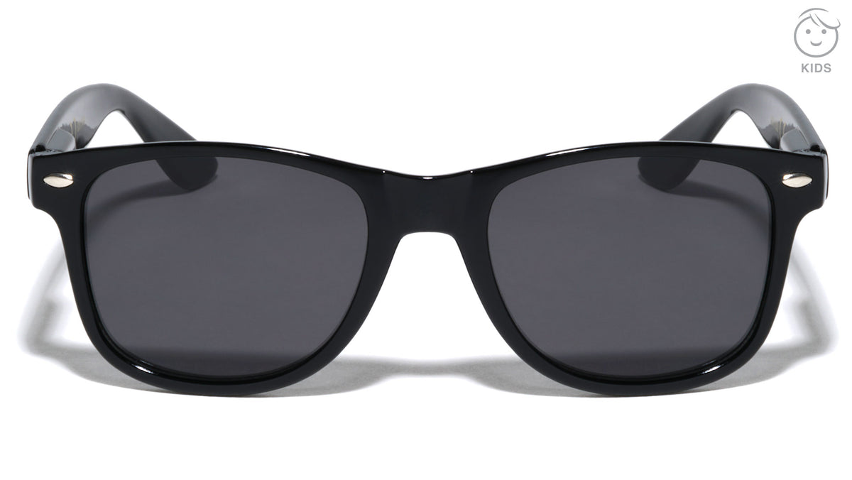 Kids Super Dark Lens Spring Hinge Classic Square Wholesale Sunglasses