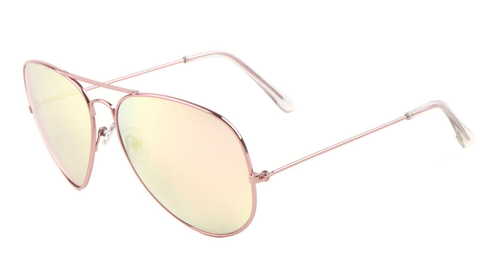Large Rose Gold Frame & Lens Aviators Sunglasses Wholesale