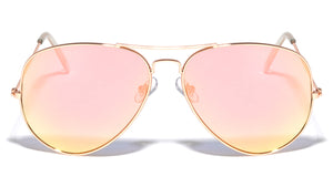 Large Rose Gold Color Mirror Aviators Sunglasses Wholesale