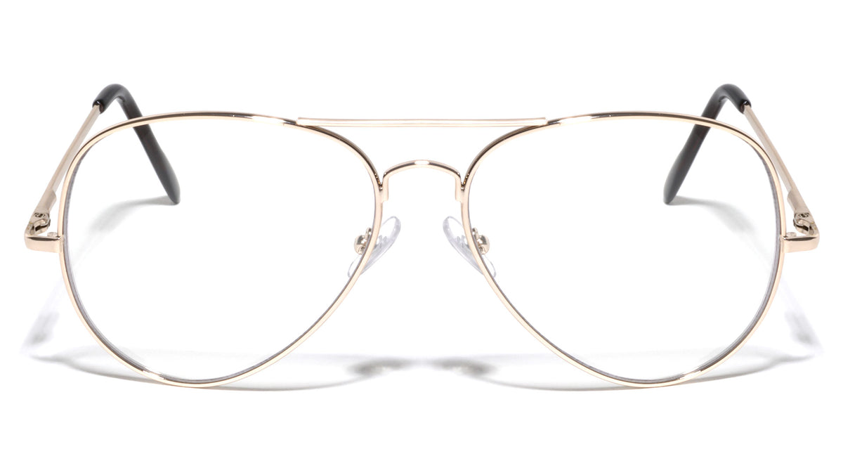 Large Clear Lens Spring Hinge Aviators Glasses Wholesale