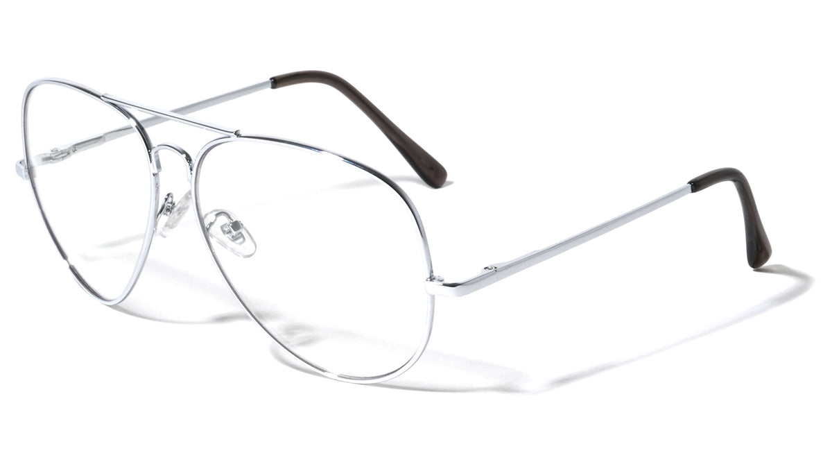 Large Clear Lens Spring Hinge Aviators Glasses Wholesale