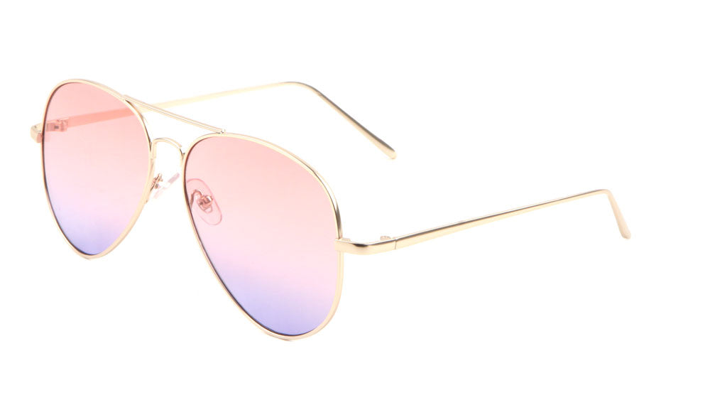 Large Flat Oceanic Color Lens Aviators Sunglasses Wholesale