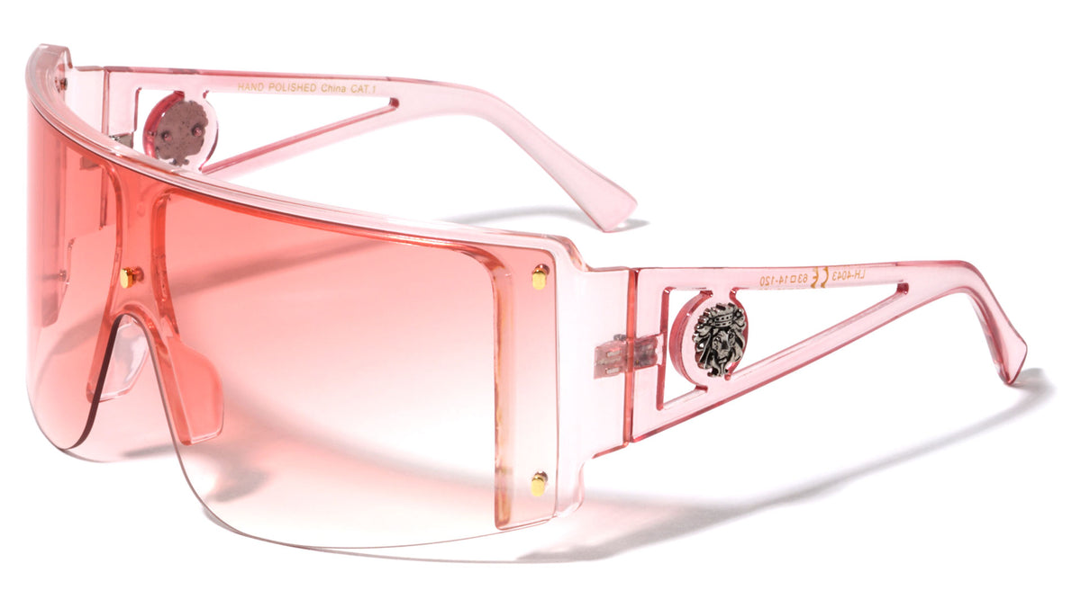 KLEO Oversized Semi Rimless One Piece Shield Lens Wholesale Sunglasses
